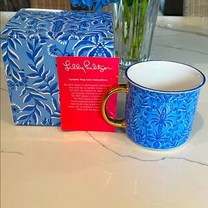 Lilly Pulitzer Blue Mug with Gold Handle